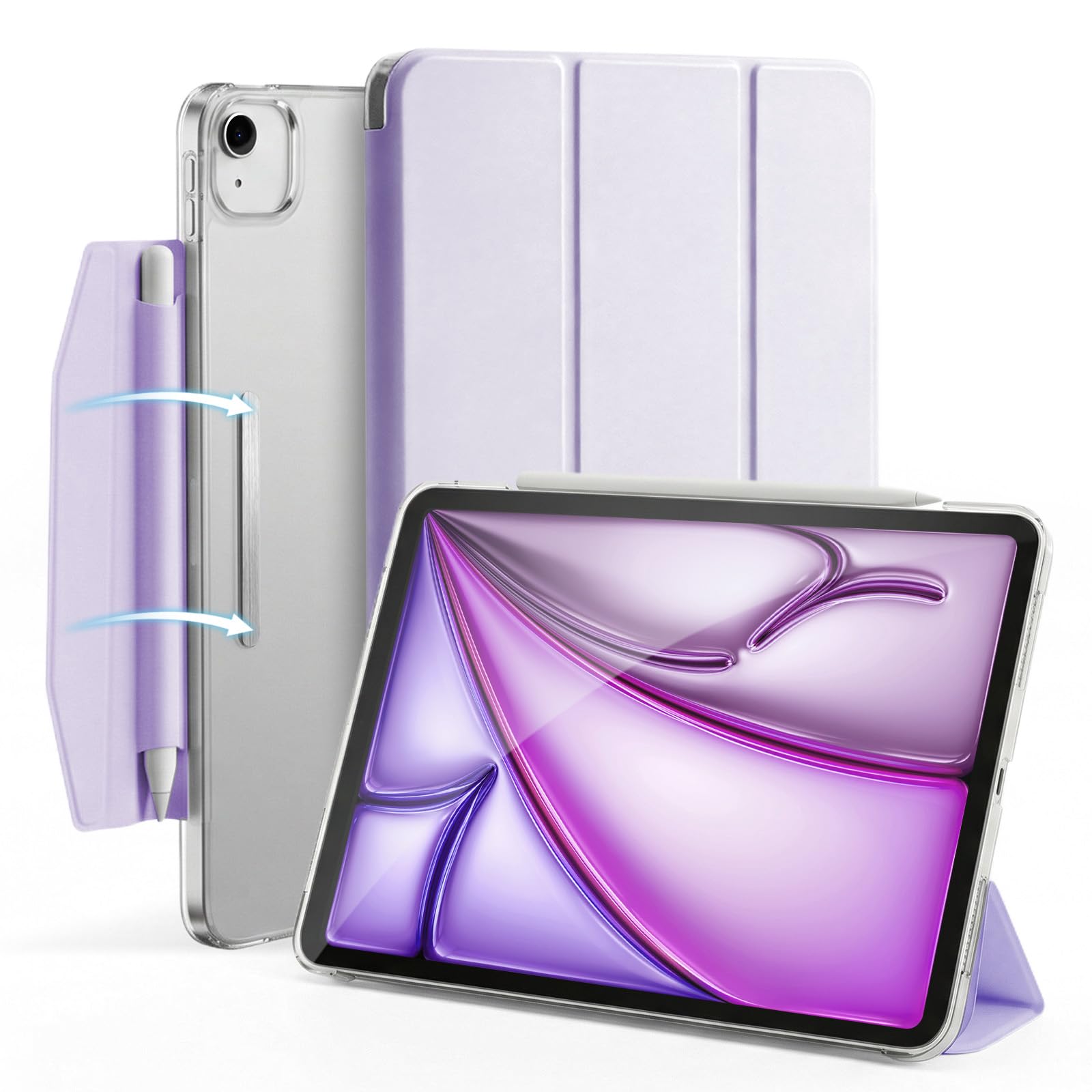 Photo 1 of MYGROO for iPad Air 13 Inch Case M4/M3/M2 (2026/2025/2024),Trifold Smart Cover with PC Back, Auto Sleep and Wake, Slim and Lightweight,Monet Purple