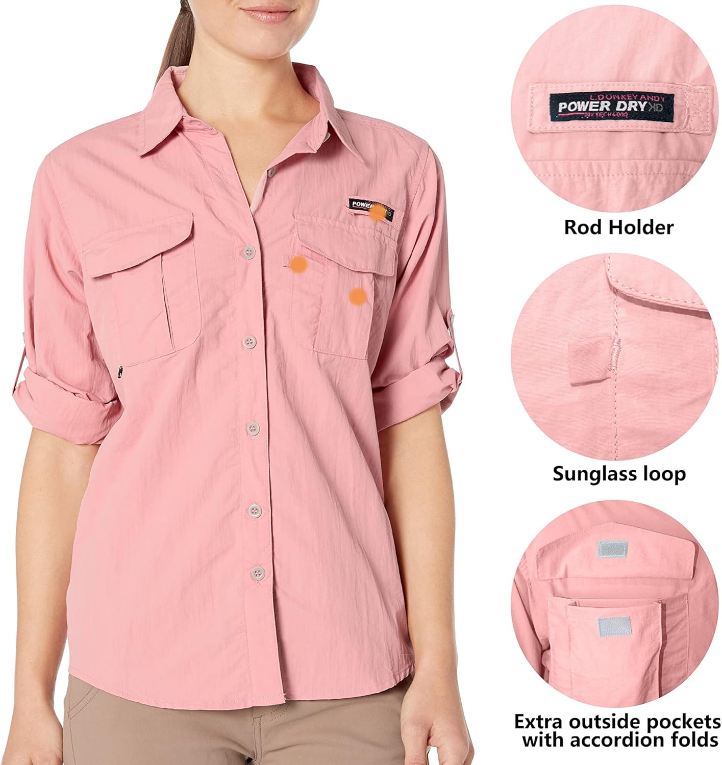 Little Donkey Andy Women's UPF 50+ UV Protection Shirt, Long Sleeve Fishing Shirt, Breathable and Fast Dry : Clothing, Shoes & Jewelry