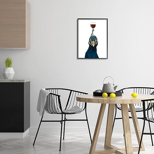 Miniatura 10 de Stupell Industries Peculiar copa de vino equilibrada de pavo real azul en la cabeza, diseño de Coco de Paris, 11 x 14 pulgadas