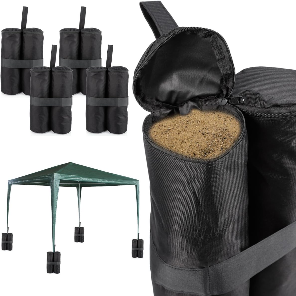 Anladia set of 4 gazebo feet high quality sand bags black durable weights stability for gazebos garden tents marquees