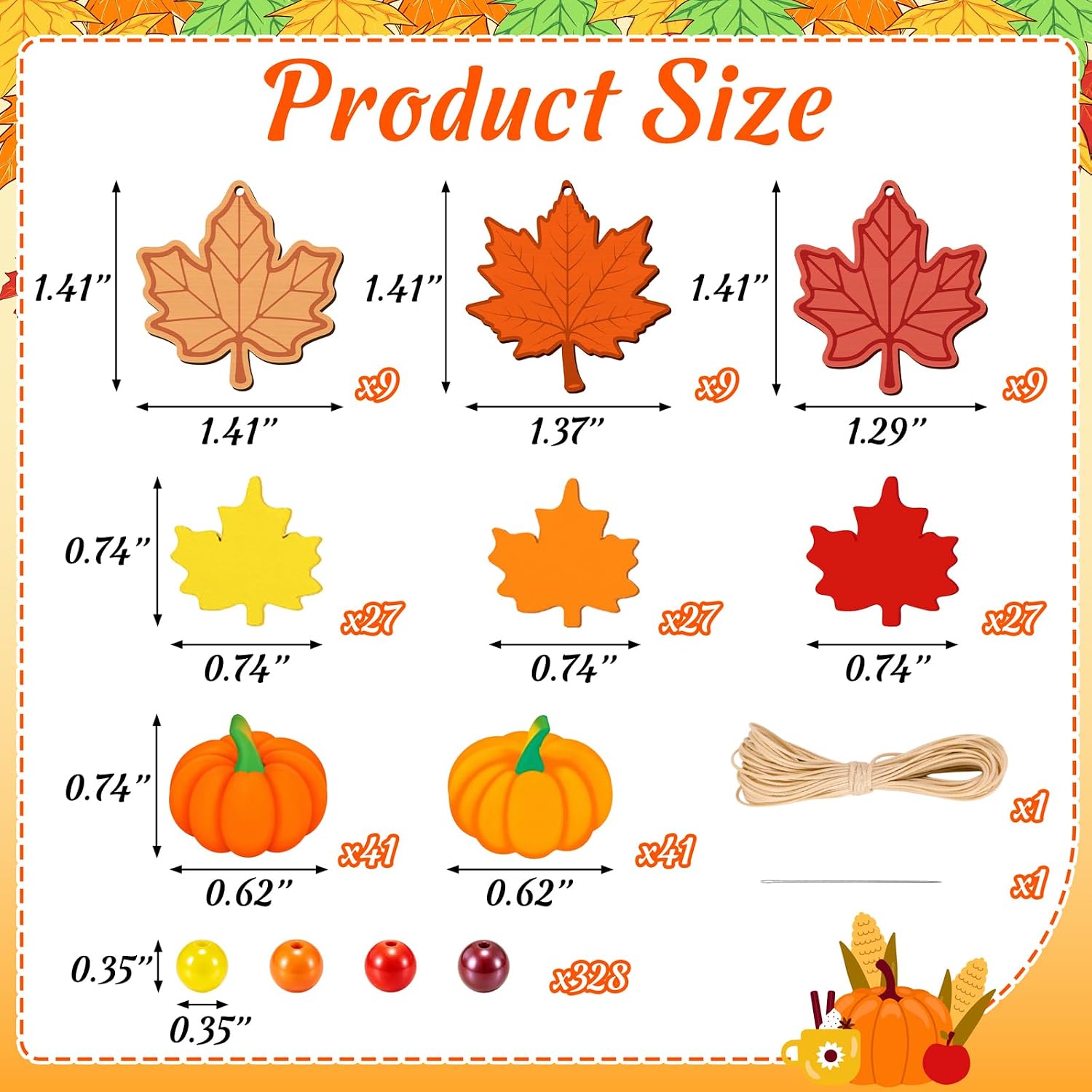 27 Sets Fall Craft Beads DIY Kit: Autumn Maple Leaves Bracelet Making