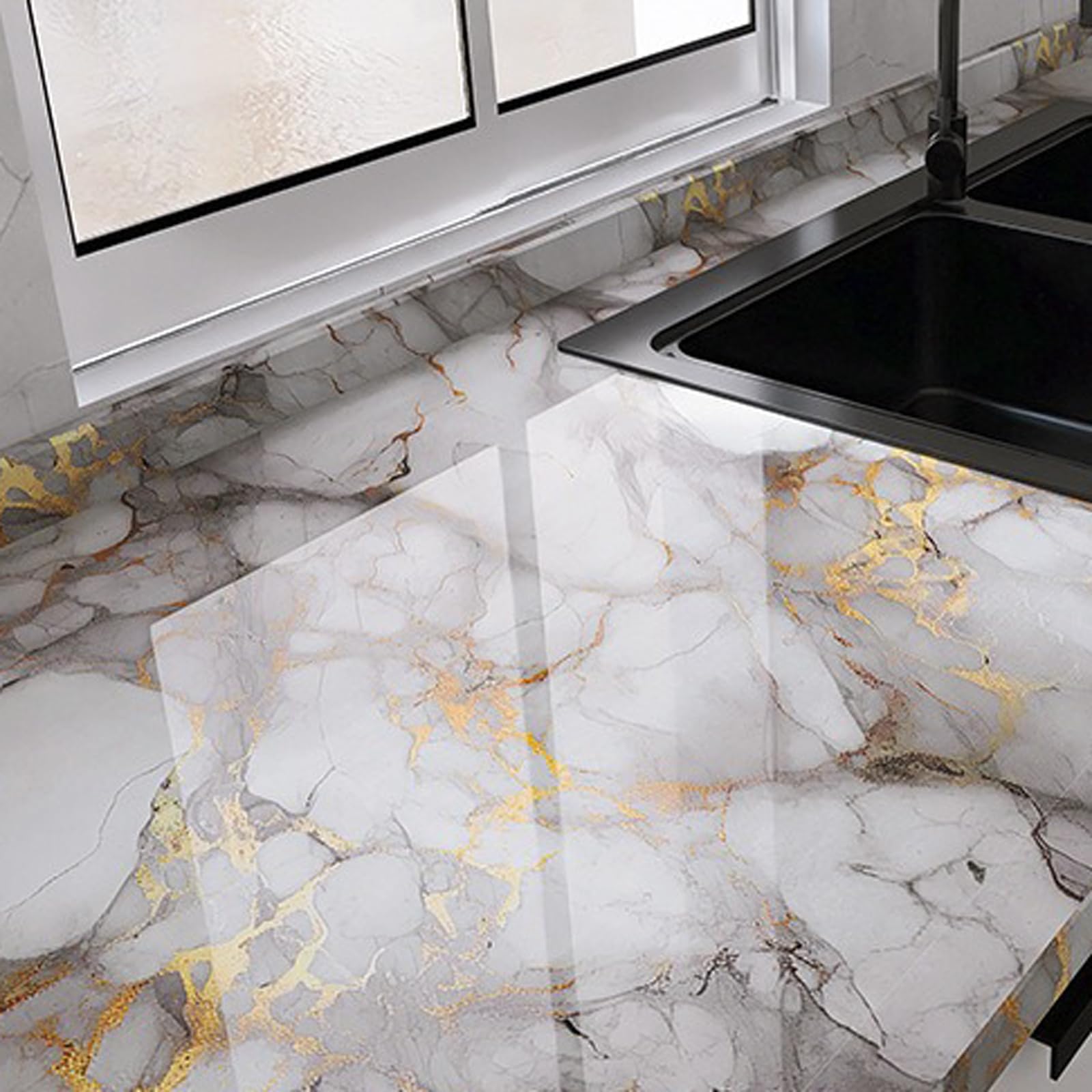 Foelanne Style 7 Back Self Adhesive Wallpaper, Pet Marble Contact Paper 60Cmx5-30M(,60Cm*5M)