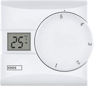 EMOS - digitaler Raumthermostat mit LCD-Display - manuell, drahtgebunden - Heiz- und Kühlsysteme - Temperaturregelung 5-30 °C - Aufputzmontage - einfache Bedienung - Batterie inkl. - weiß