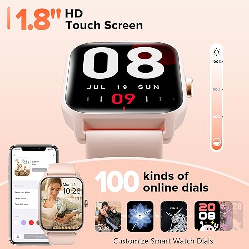 Miniatura 6 de Reloj inteligente para mujer con Alexa, llamadas y texto Bluetooth, reloj inteligente de 1.8 pulgadas, monitor de sueño SpO2 de frecuencia cardíaca