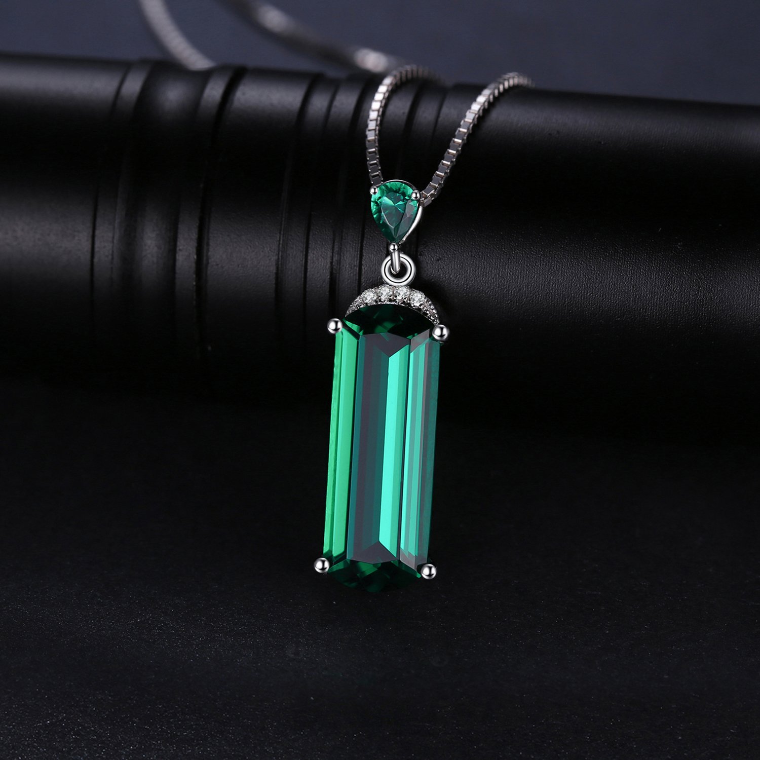 JewelryPalace 4.4ct Collana Donna Argento 925 con Simulato Smeraldo Verde, Solitario Collana Ciondolo Pietra a Taglio Fantasia con Catena 45cm, Collane Pendenti Verdi in Tre Ori Set Gioielli Donna