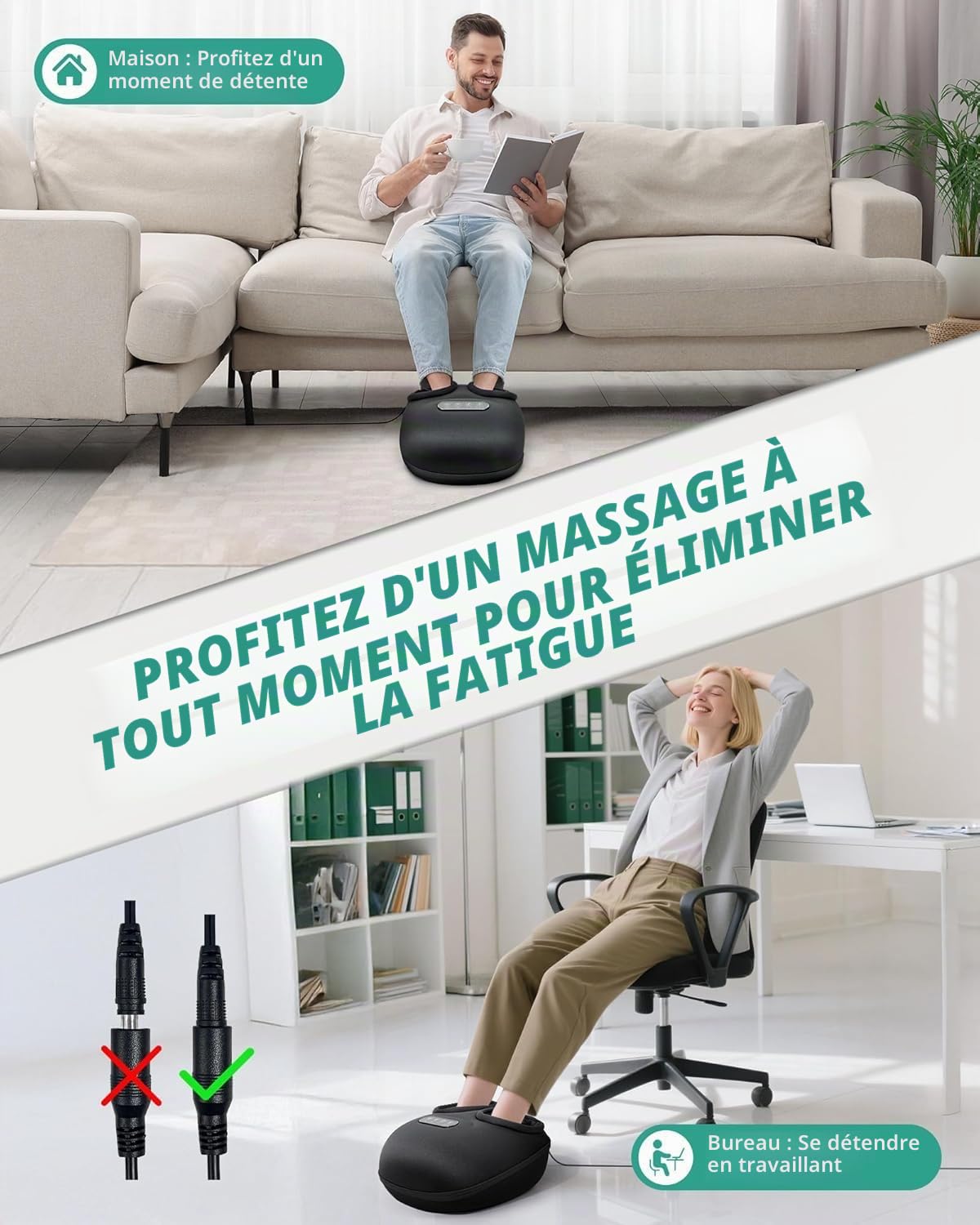 Medcursor Masseur Pieds Avec Chaleur, Appareil De Massage Des Pieds À Pétrissage Profond et Compression d’Air, Massage Shiatsu Des Pieds pour La Maison ou Le Bureau, Cadeau Femmes et Hommes (Noir)