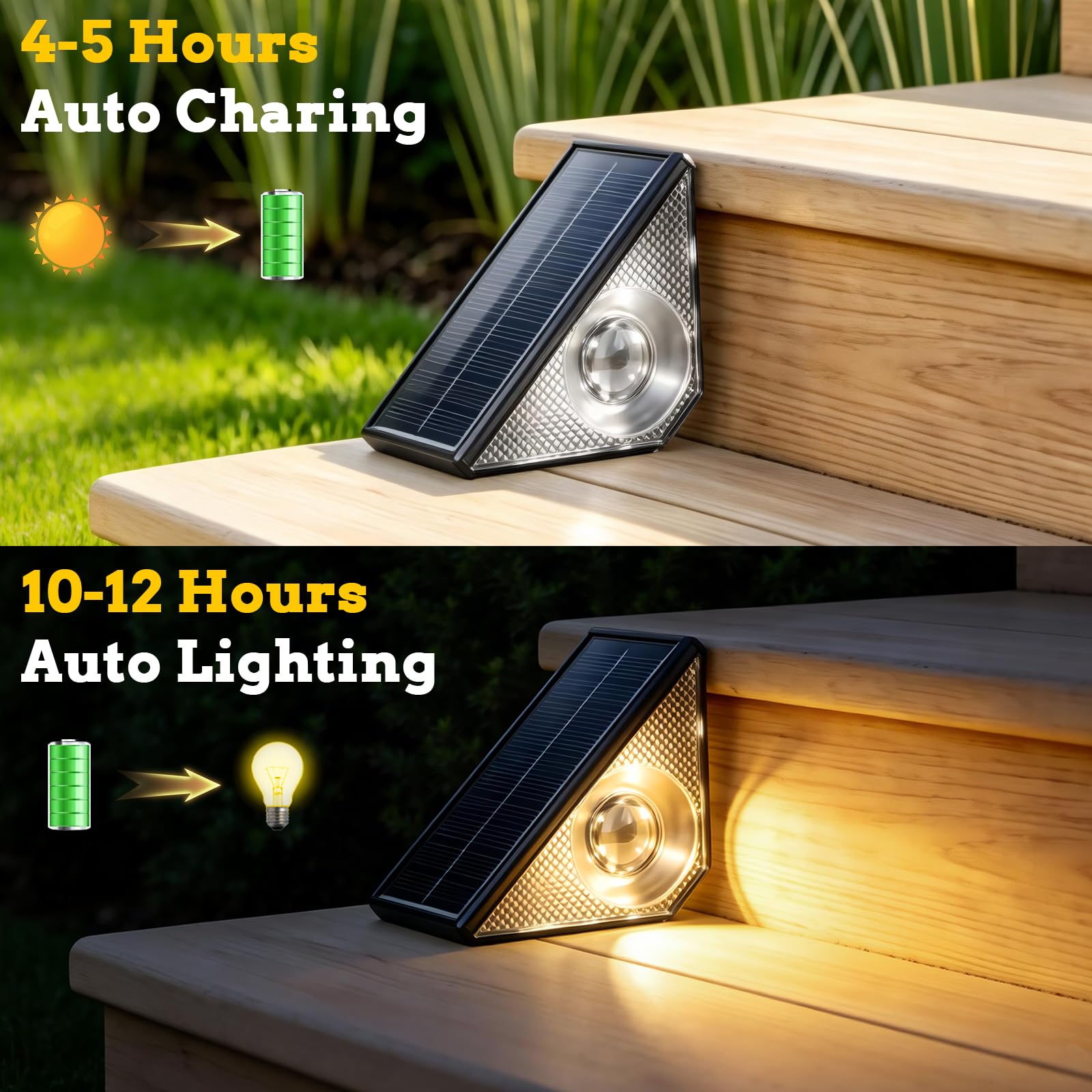 CREATESTAR Luce Solare per Scale 6 Pezzi,LED Luci Solari per Esterni 3 Modalità RGB Luci, Luci per Scale Esterne IP65 Impermeabile Per Scale, Cortile, Recinzione Giardino