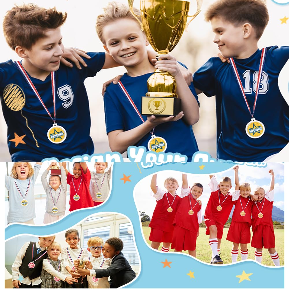 Medallas de bricolaje estilo olímpico con cintas para niños premio deportes festivales