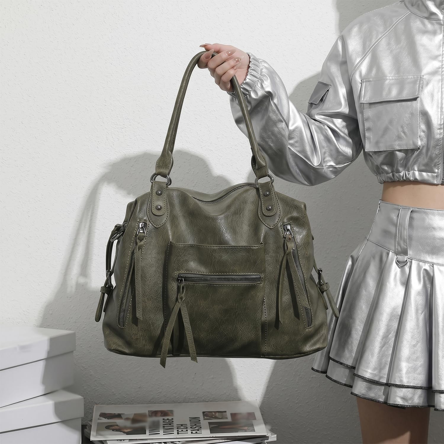 Damen Hobo Taschen Schultertasche Shopper Handtasche Damenhandtasche Frauen Henkeltasche aus PU-Leder Tasche Damentasche Umhängetasche für Mutter