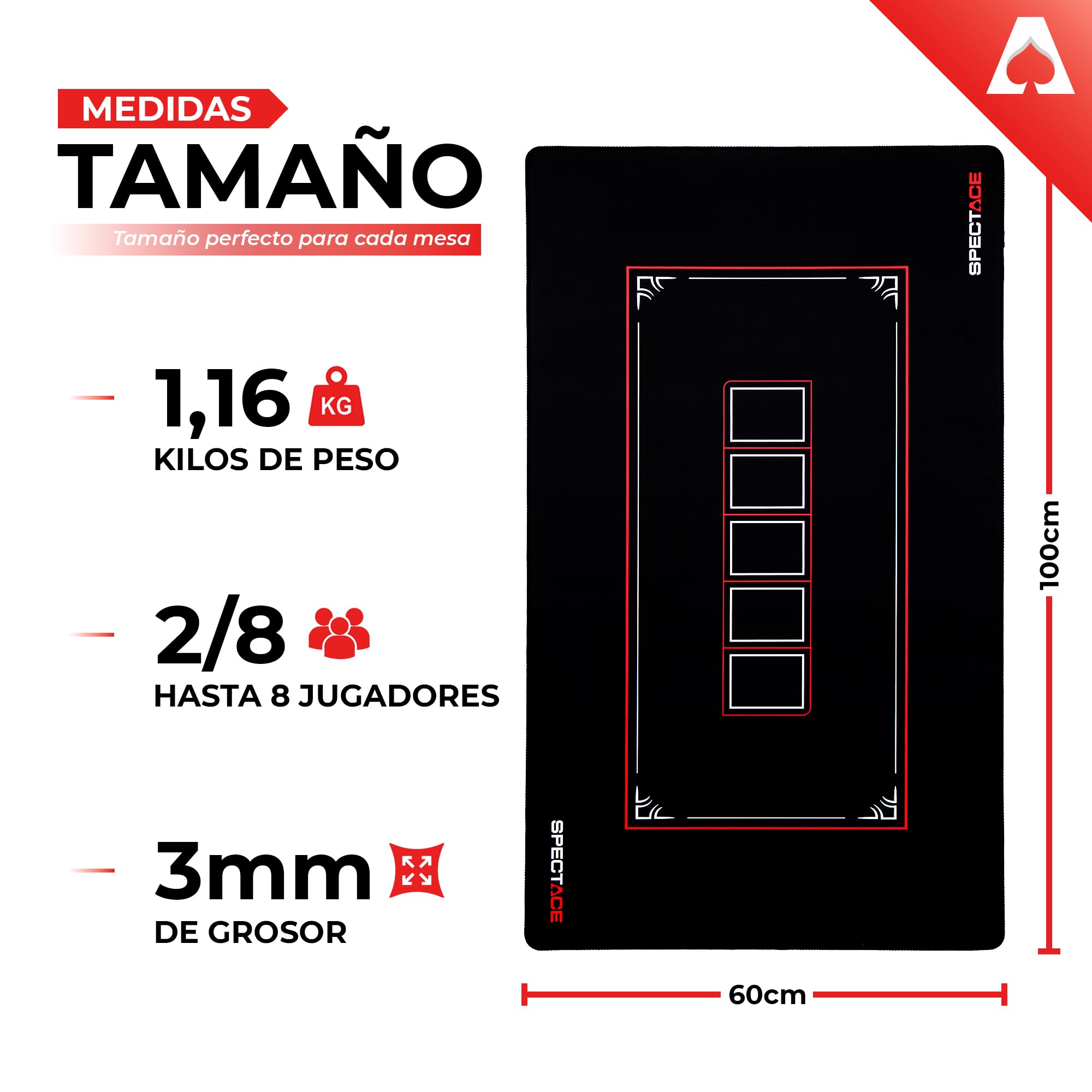 Tapete Poker 100 × 60 cm | Tapete Cartas Profesional para Poker Set - Mesa Poker Estilo Casino