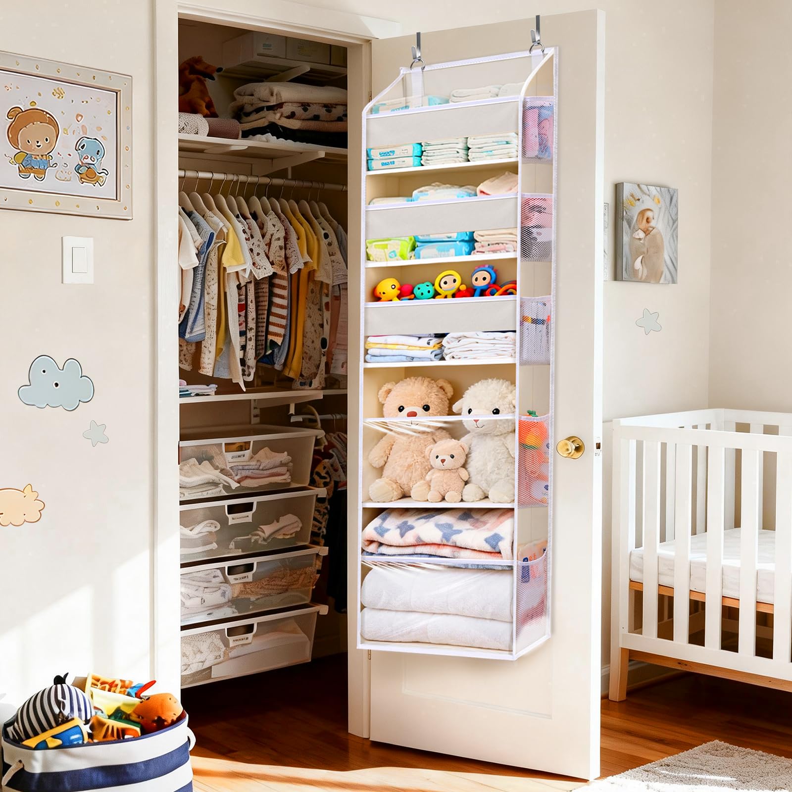 Best Over Door Organizer for Closets in 2026 3 ORDOVIBE 5 Tiers Over the Door Organizer with 10 Mesh Side Pockets, 44 lbs Weigh — product photo
