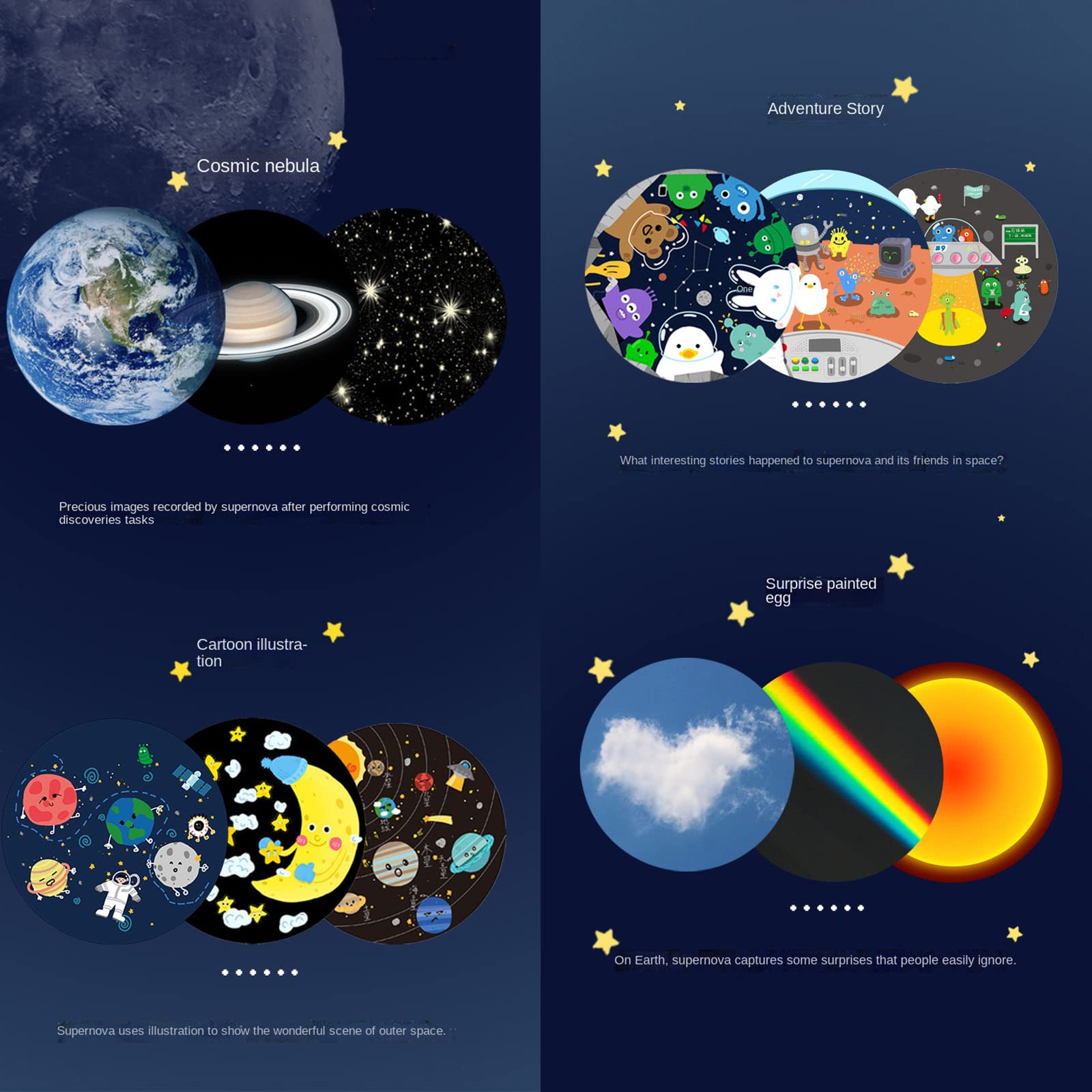 Proyector De Estrellas Luz De Noche, 4 Temas LED Space Rover Libro De Imágenes De Cuentos para Niños Luces De Ambiente para Dormitorio De Bebé/Decoración/Regalo De Cumpleaños/Fiesta/Juguete,A