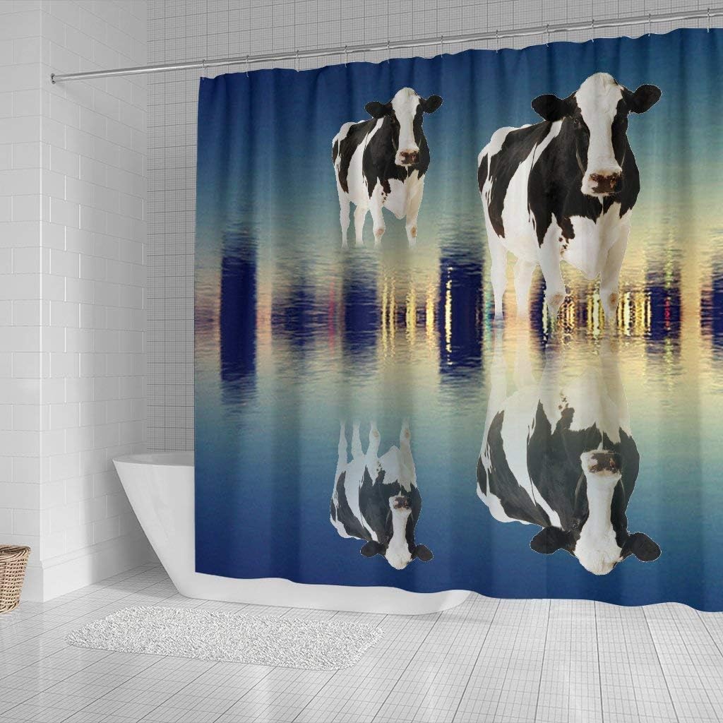 Girolando Cattle (Cow) Reflection in Water Print Shower Curtain
