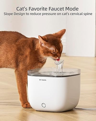Miniatura 2 de Pet Marvel Fuente de agua para gatos, bandeja de bebidas de acero inoxidable, dispensador automático de agua para mascotas de 2 litros, ultra