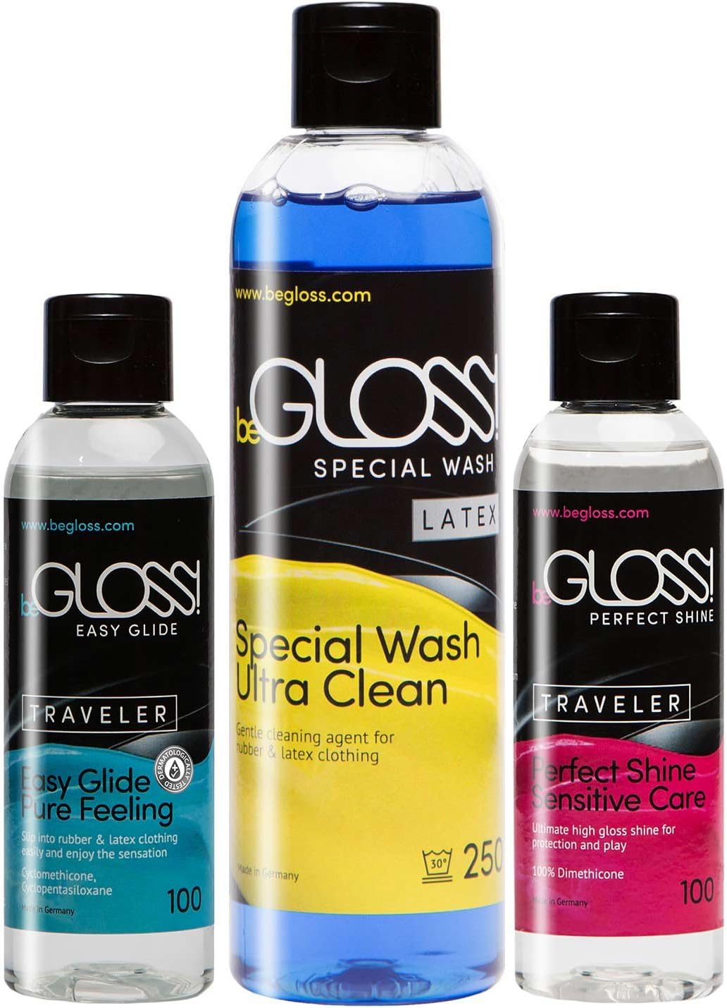 Perfect Shine 100 - Easy Glide 100 - Special Wash 250 Combo - for Latex Clothing