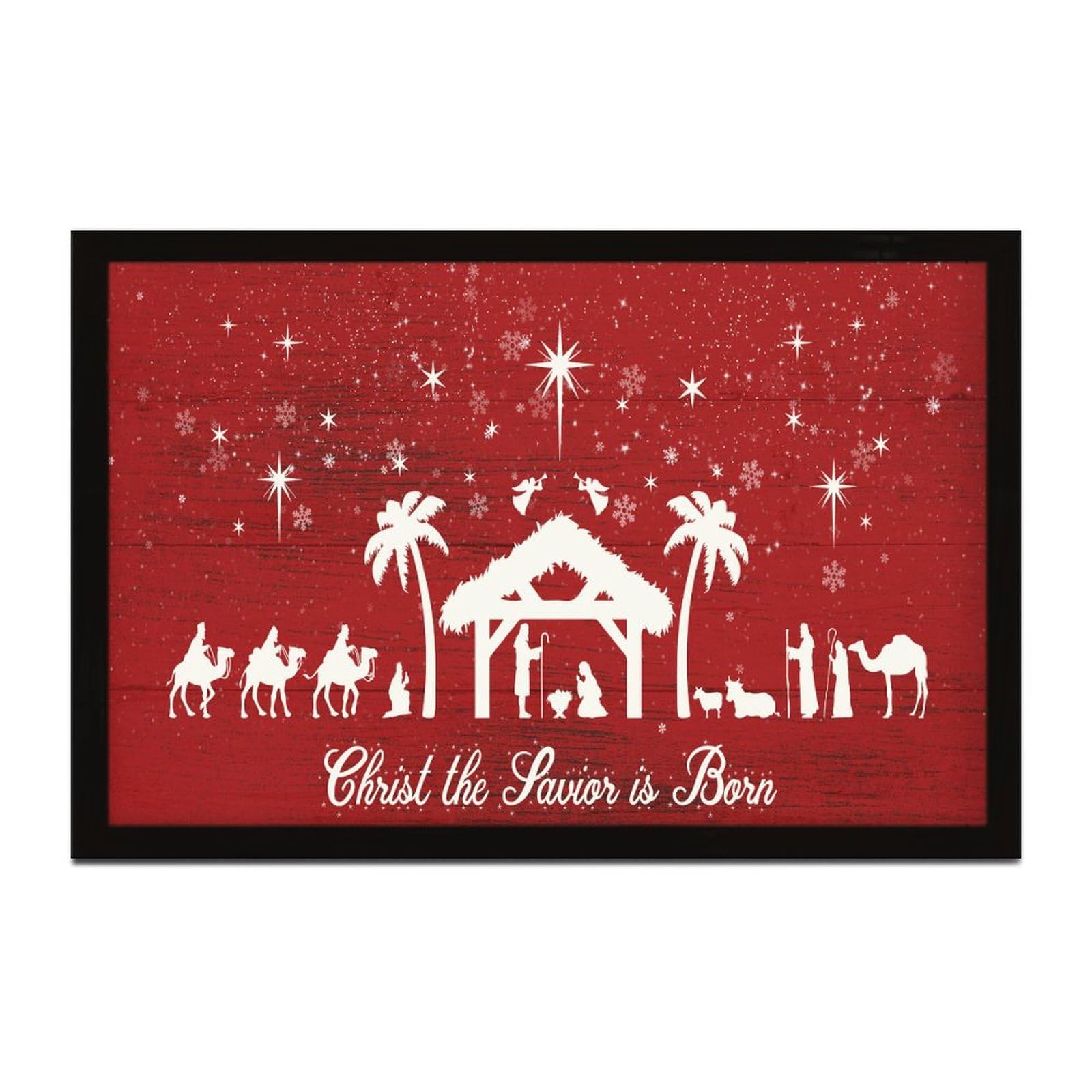 Panneau en bois peint de haute qualité Merry Christmas avec cadre robuste déco murale