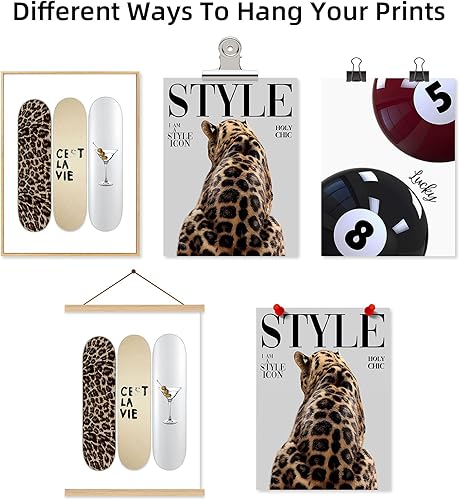 Miniatura 8 de Youillne Impresiones de decoración de pared de guepardo de moda, arte de pared de leopardo estético, póster de lienzo de monopatín de la suerte, 8