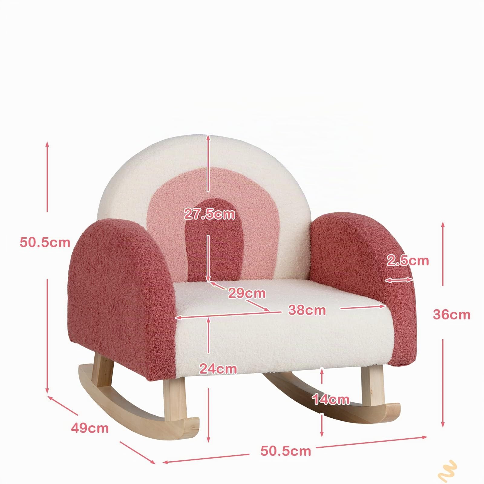 LIFEZEAL Kindersofa Schaukelstuhl, Kindersessel aus Teddy Samtmaterial & Massivholzbeinen, Mini Sofa für Mädchen & Junge, Kinderstuhl für Kleinkinder 3–5 Jahre (rosa)
