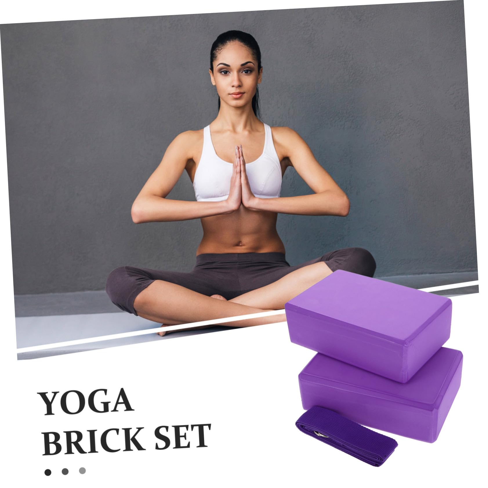 BESTonZON Blocchi Yoga con Cinghia per Estensione in Eva Porpora Set 3 Pezzi Design Leggero e Facile da Trasportare per Sessioni di Hot Yoga e Allenamenti in Ogni Luogo