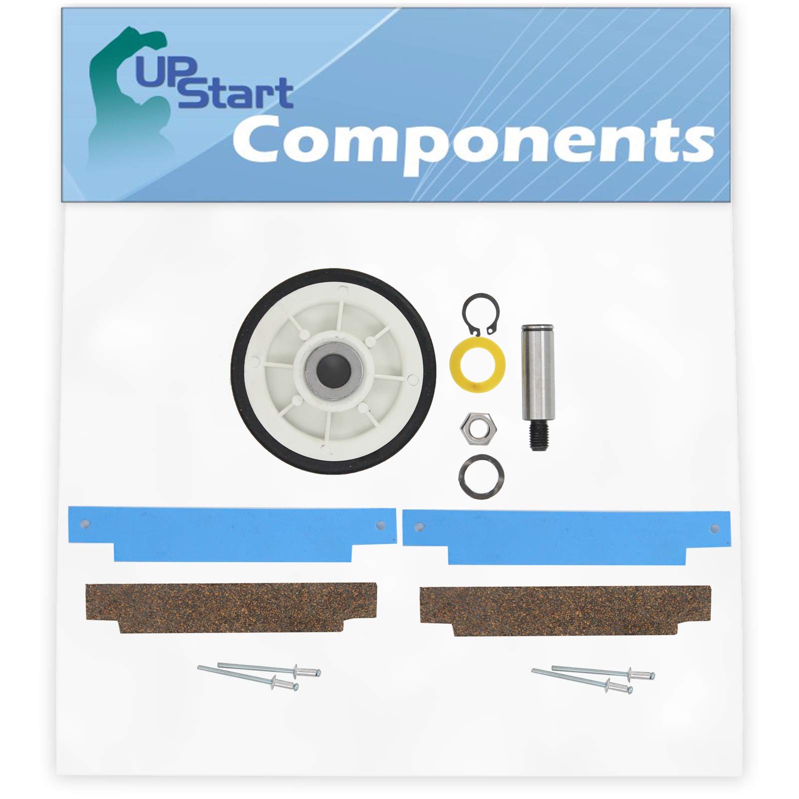 2-Pack 12001541 Drum Support Roller Kit & 306508 Bearing Kit Replacement for Maytag DG410 Dryer - Compatible with 303373 Drum Roller Wheel & 306508