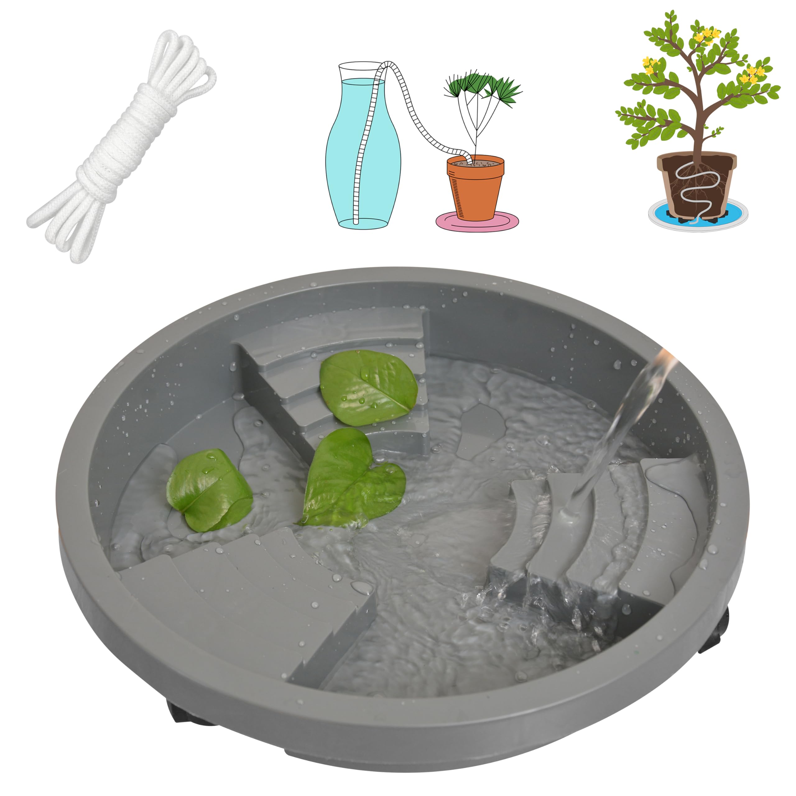 1 Pc 11 inch Plant Caddy with Lockable Wheels, Drainage & Self-watering Design, Movable Wheeled Round Planter Stand Coaster Trolley, Flower Pot Dolly Rack Tray on Rolling Casters Roller Indoor Outdoor