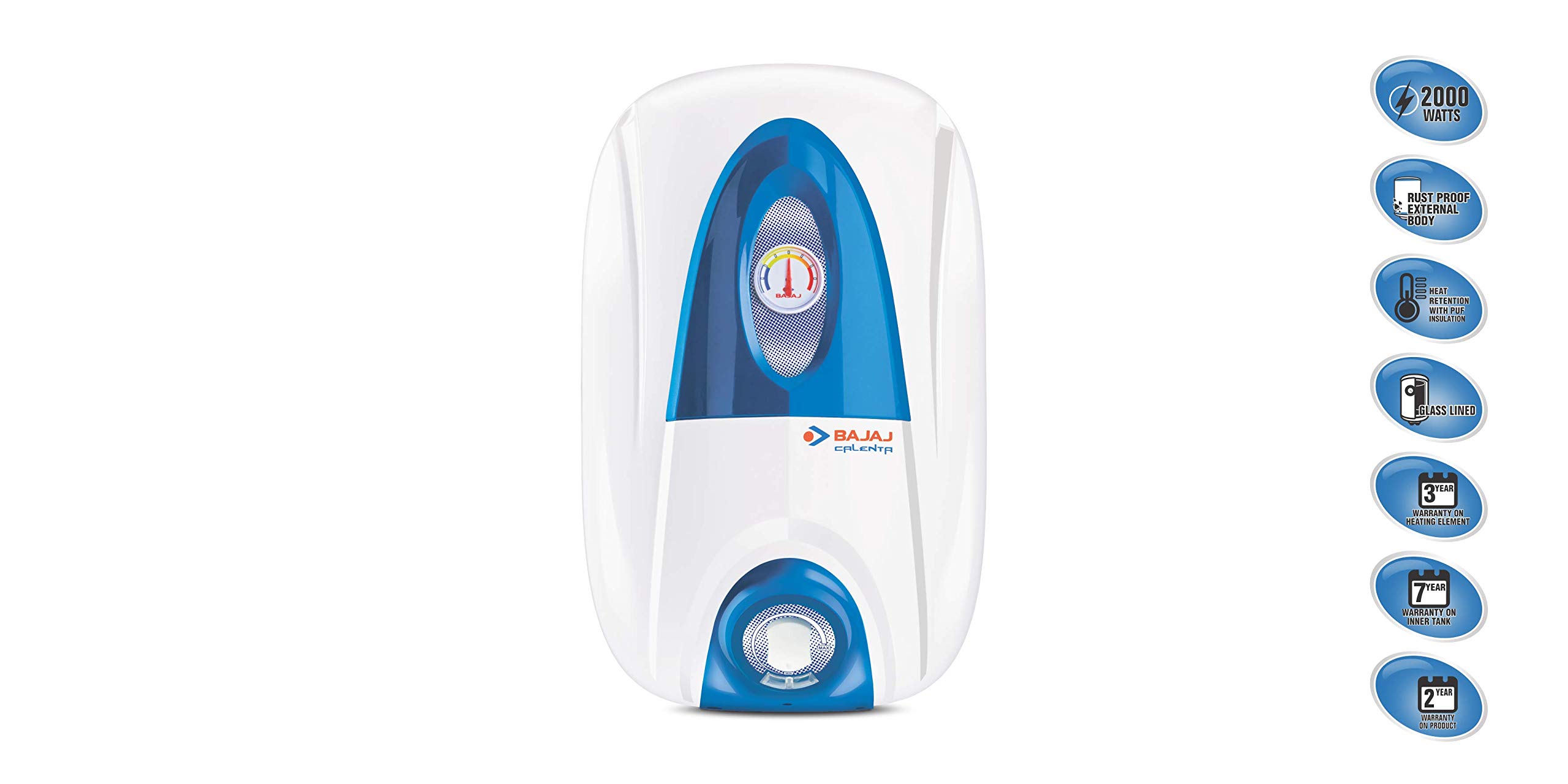 Buy Bajaj Calenta Storage 6 LTR Vertical Water Heater, White, 4 Star Online  at Low Prices in India - Amazon.in