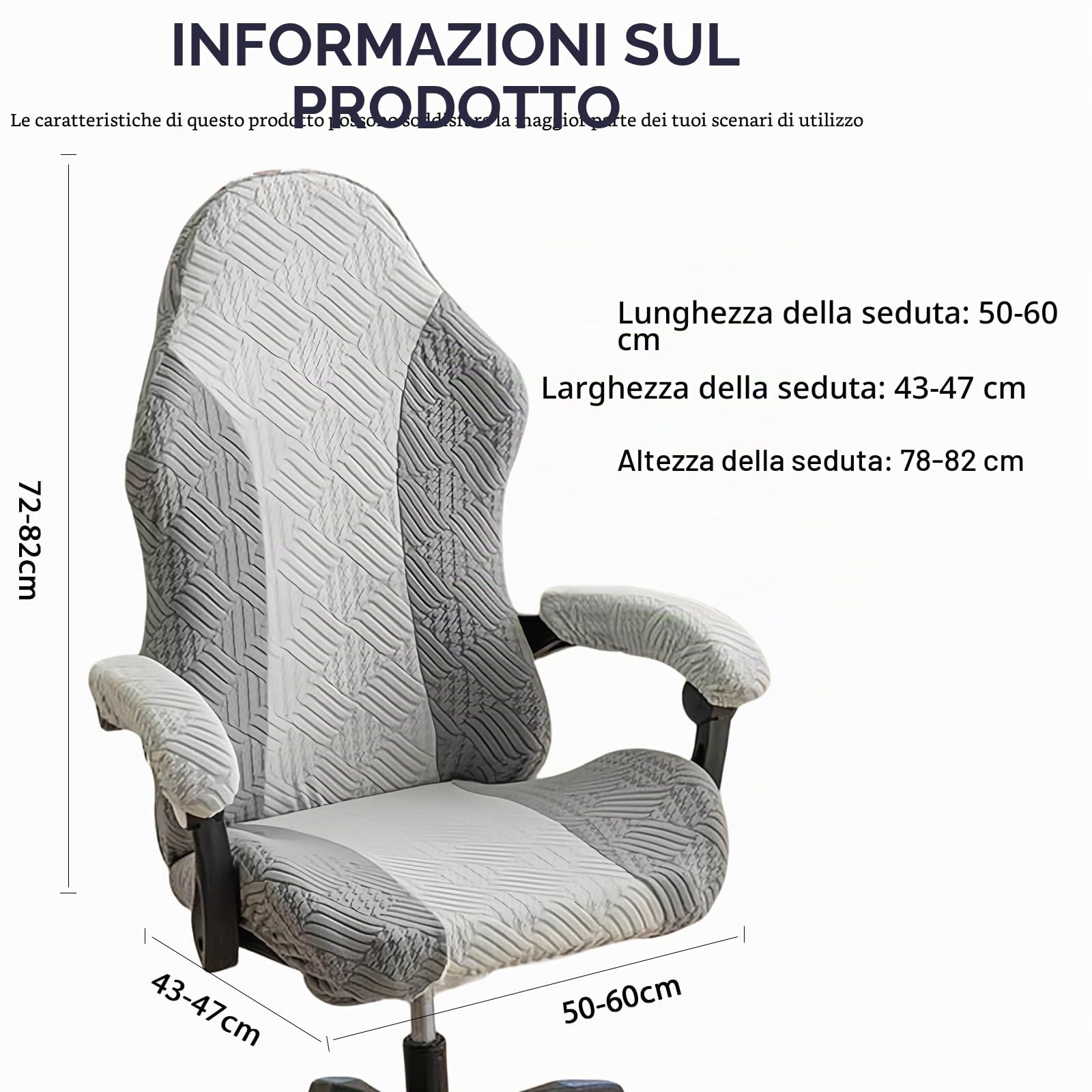 Rivestimento per sedia da gioco, rivestimento per sedia da ufficio, rimovibile, lavabile, universale, elasticizzato, elasticizzato, per computer, sedie da ufficio, sedia girevole