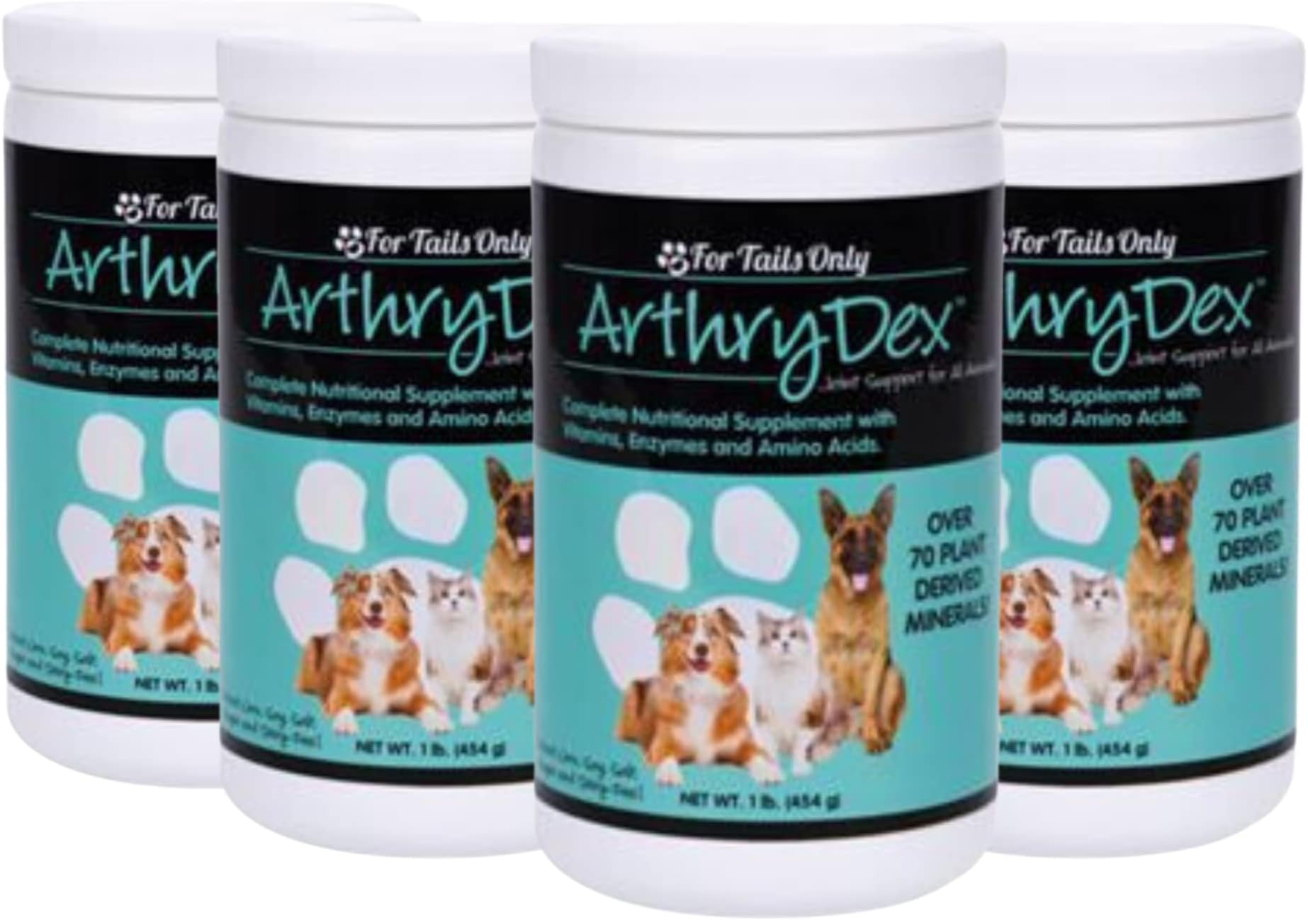 Arthrydex Complete Nutritional Supplement | Vitamins Probiotics Enzymes | Pets Healthy Bones -1 lb Canister (Pack of 4)