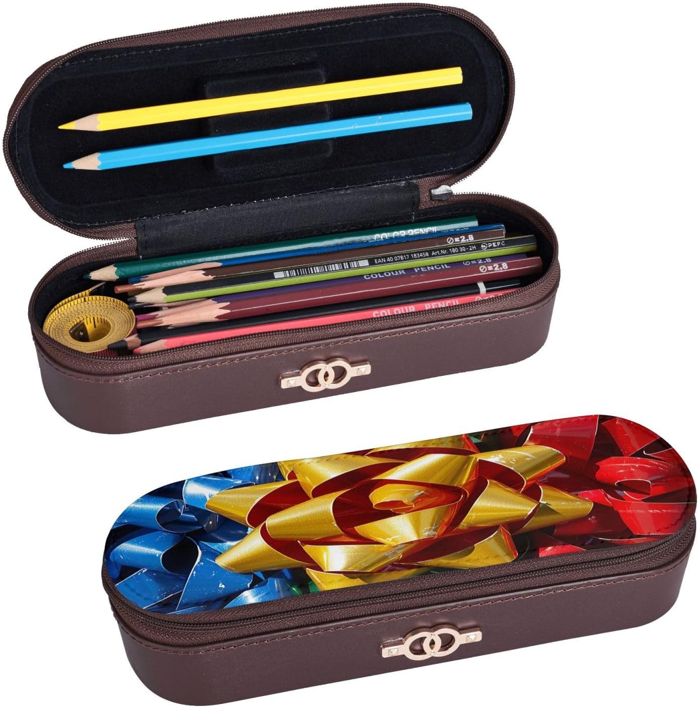 Colorful ribbon Leather Multi Slot Pen Storage Case image 2