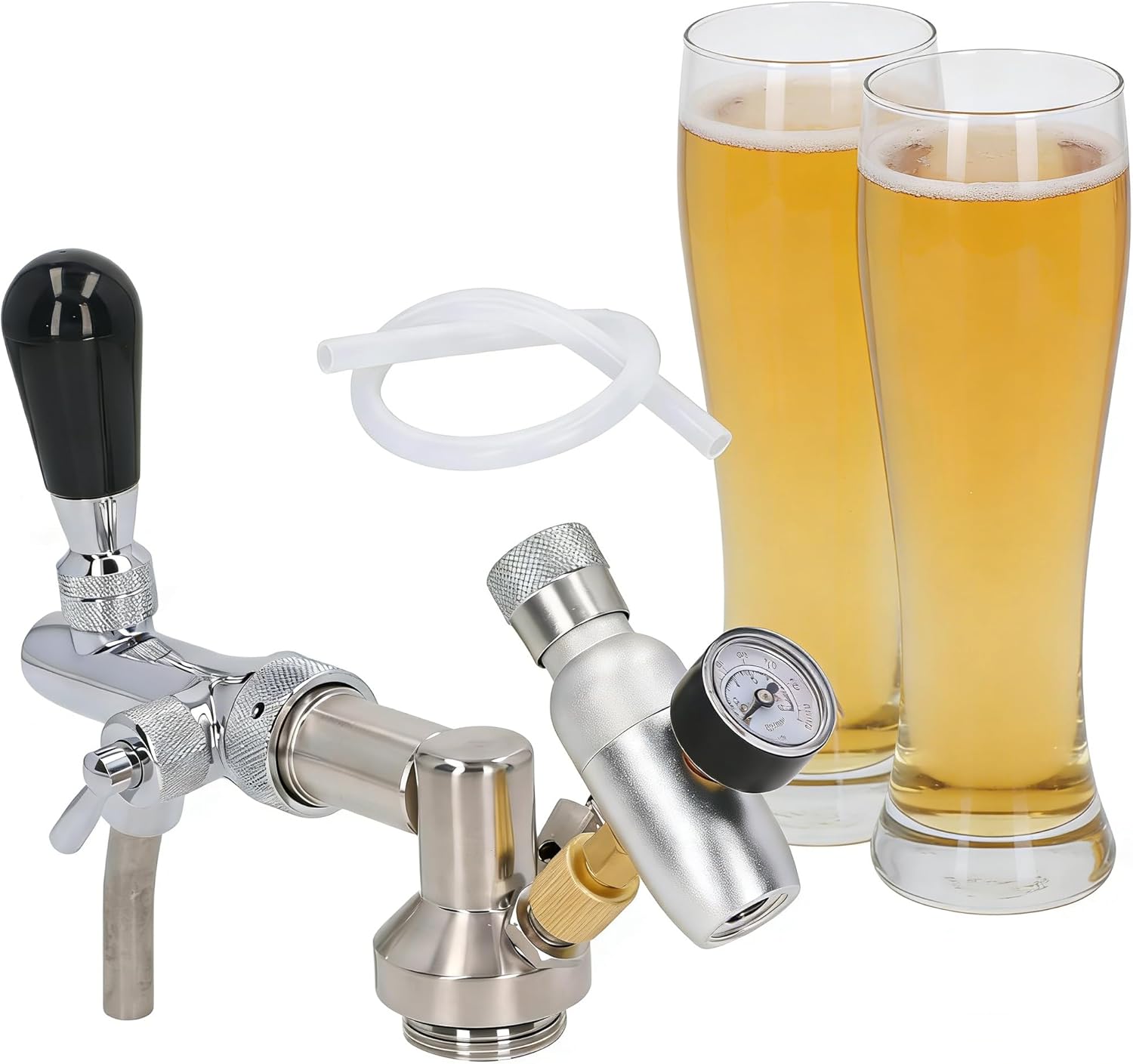Beer Draft Faucet Adjustable Beer Keg Tap for 9/12 Caliber Capillaries Connecting,for Bar,Hotel,Restaurant,Home Brew