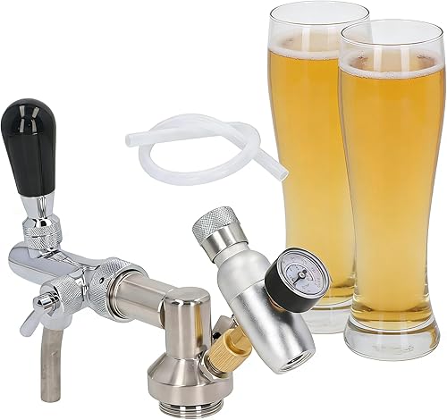 Tissting Beer Keg Dispenser Kit with Adjustable Faucet & Pressure Gauge, Stainle