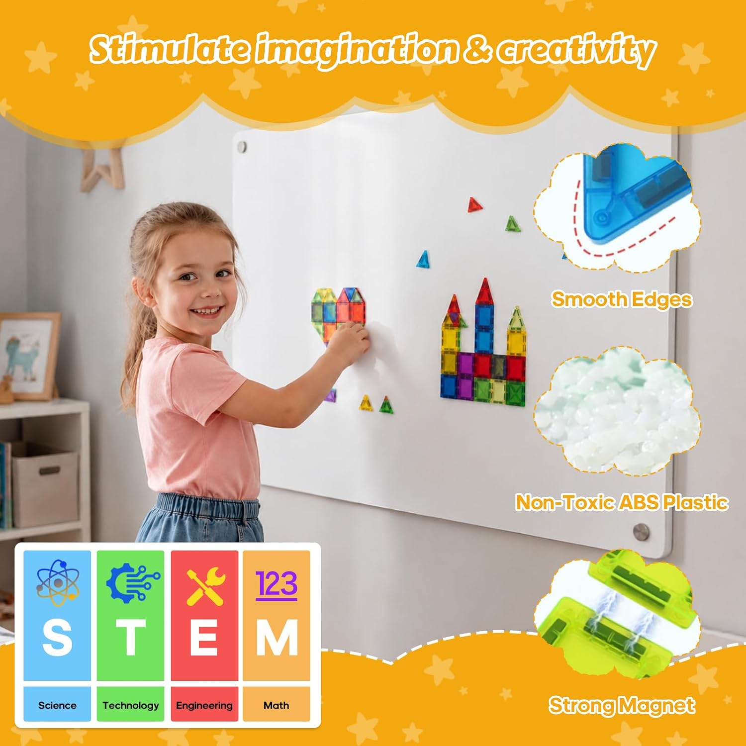Mini Magnetic Tiles 38PCS, Portable Travel Building Blocks for Kids Age 3+ | Magnetic building tiles, portable travel size, STEM learning toy, creative play, gift for kids age 3+, outdoor activities