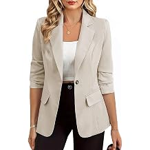 HOMEYEE Women Vintage Style Blazer Long Sleeve Lapel Collar Casual Business Office Jacket E183