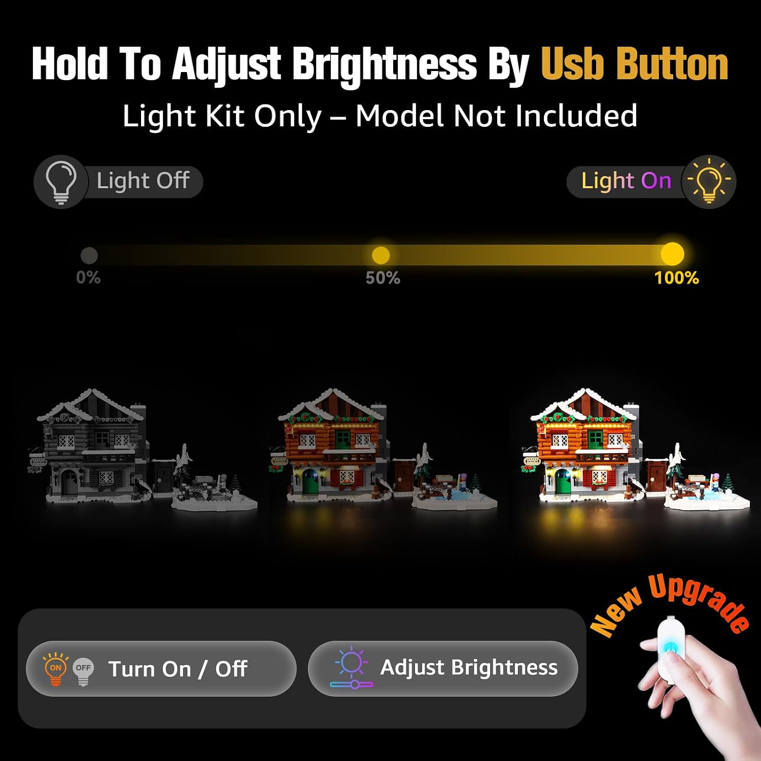 BrickSoul LED Light Up Kit Compatible with Lego Icons Christmas Alpine Lodge Model 10325 Set for Adults, Upgraded Touch Version with Brightness Adjustment, Lighting Accessories, Not 10325 Building