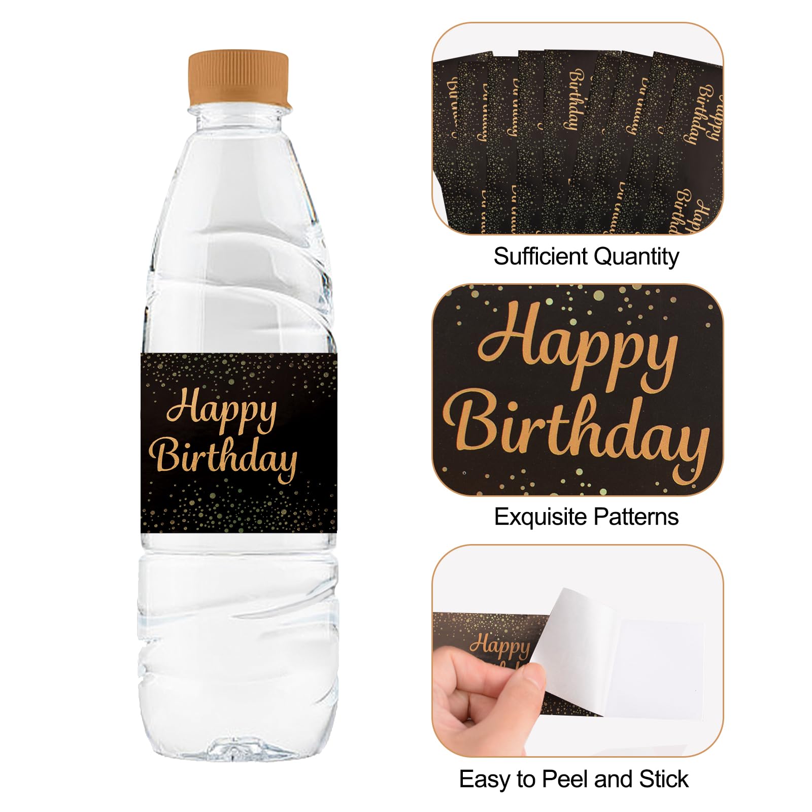 URROMA Lot De 50 étiquettes « Happy Birthday » Pour Bouteille D'eau