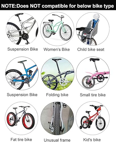 Miniatura 5 de Dirza Portabicicletas trasero portabicicletas de liberación rápida aleación ajustable portabicicletas capacidad 115 libras fácil de instalar negro