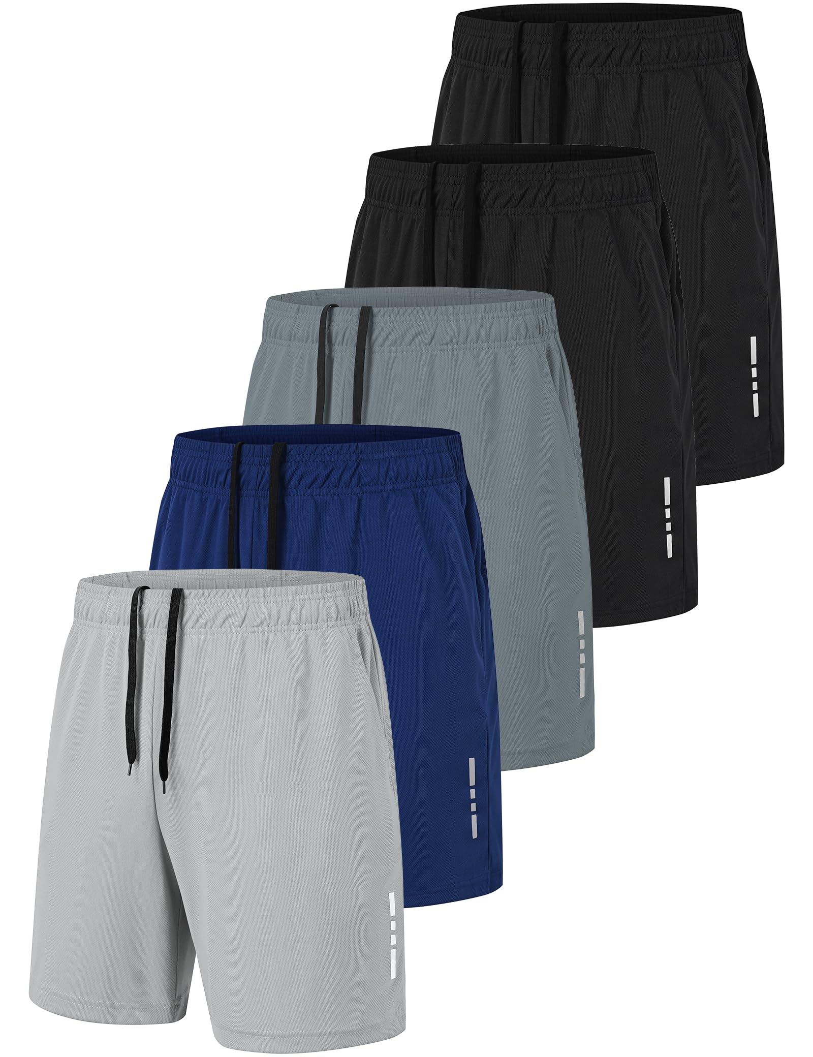 ZooflyMen's Sport Gym Shorts Quick Dry Workout Running Activewear Basketball Shorts with Pockets 3/5 Pack