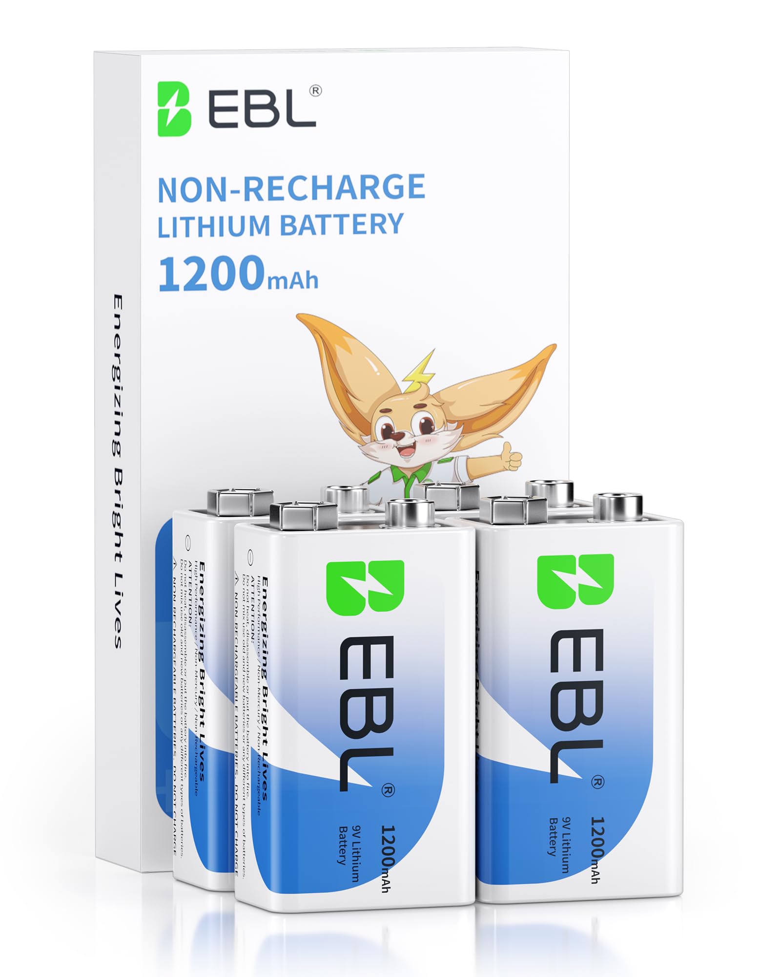 EBL 9V Lithium Batteries 4-Pack
