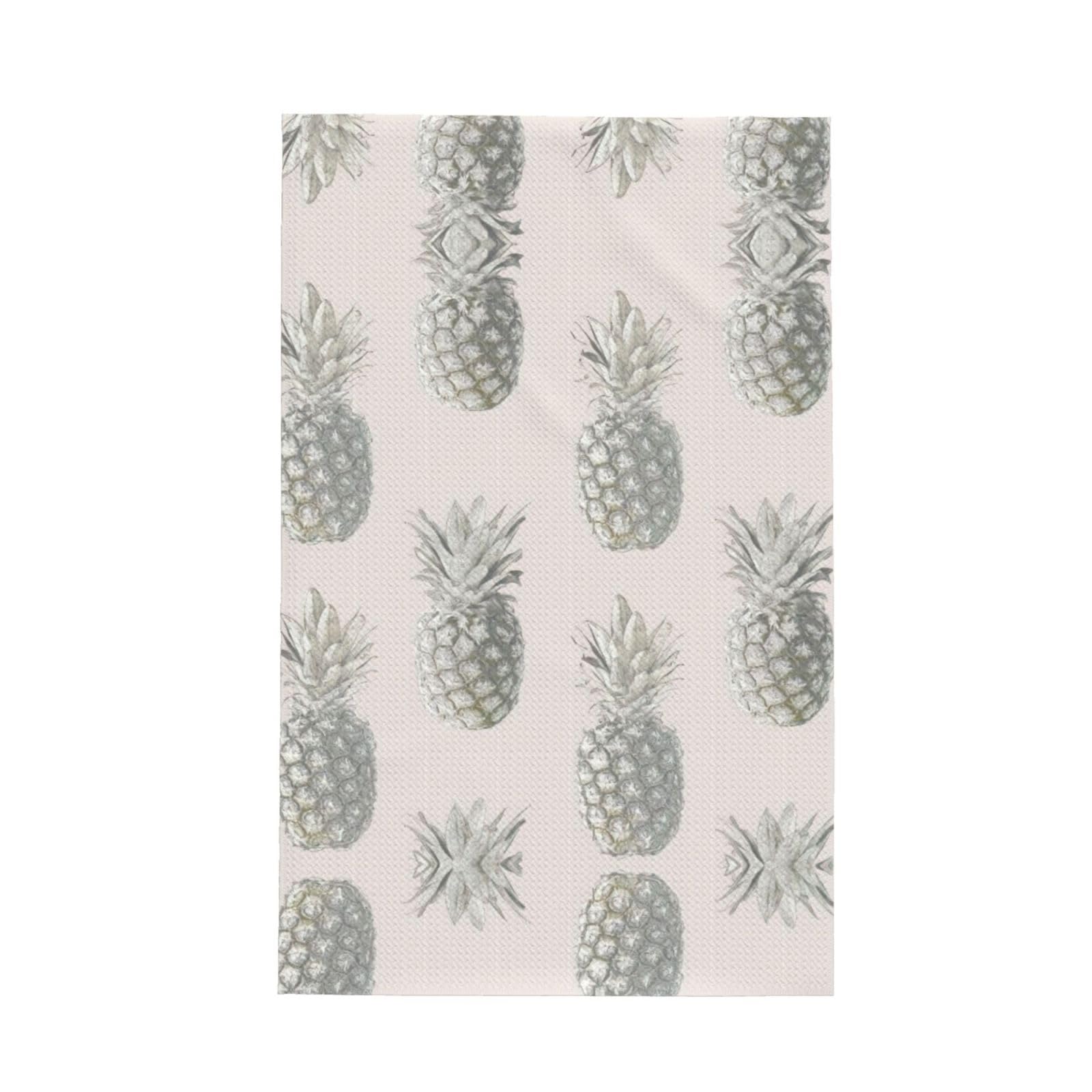 Xxahnbm Black Lovely Pineapple Print Waffle Kitchen Towel,Absorbent Hand Towel