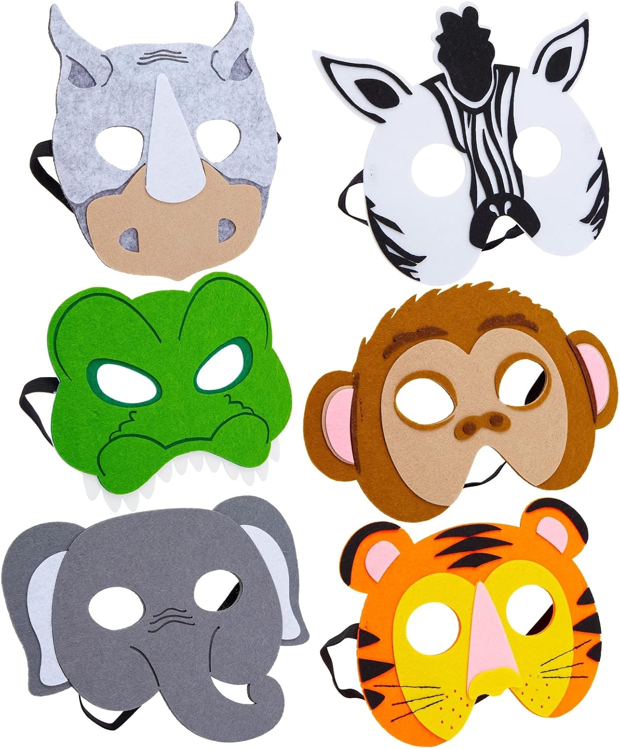 BLUE PANDA 12 Pack Felt Animal Masks for Kids, Jungle Safari Party Favors for Birthday (7x7.2 in) - Image 6