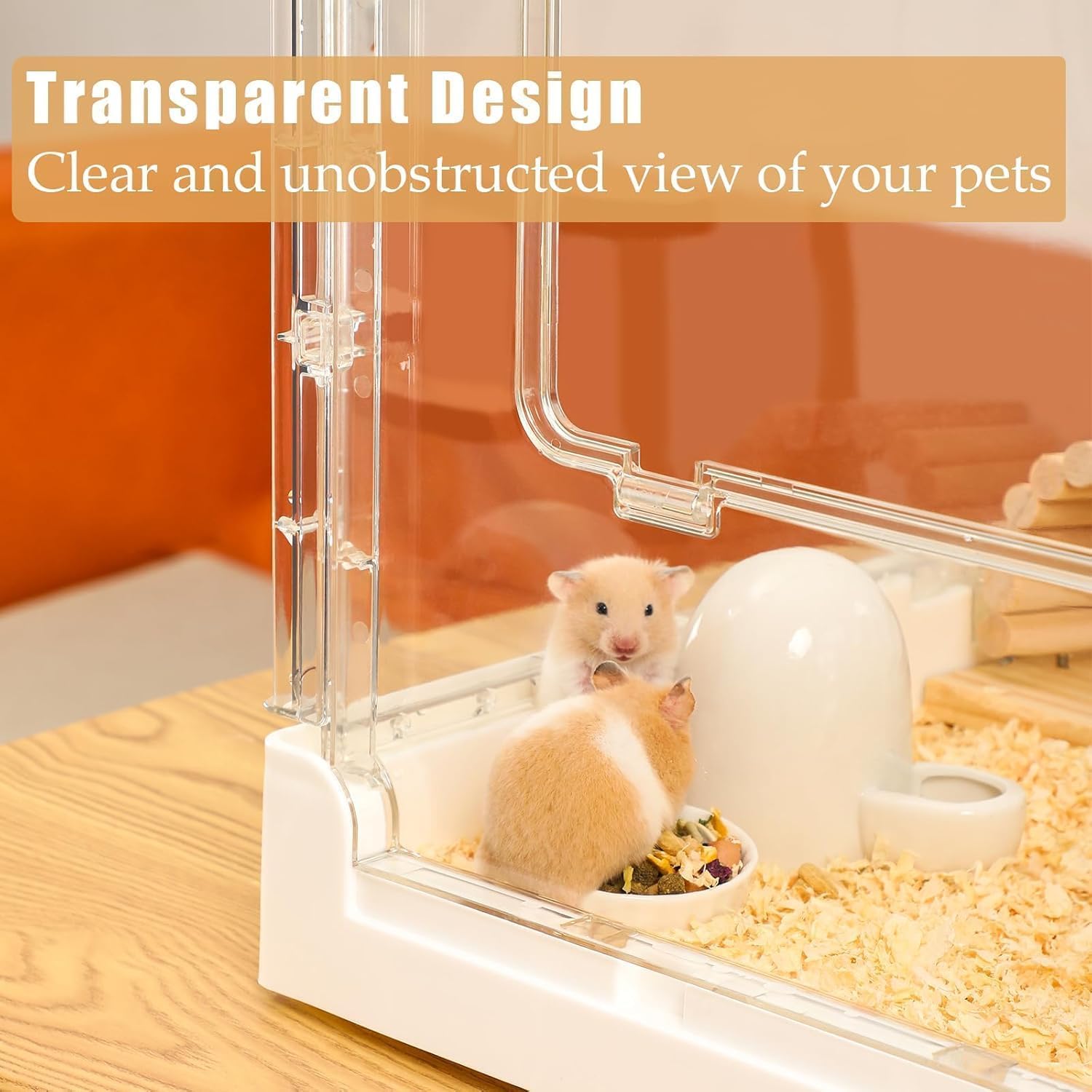 Jaula para hámster y cobayas, jaula acrílica para animales pequeños, jaula grande transparente para jerbos y hábitats, erizo, hámster enano, rata, hurón, conejo, codorniz, pájaro, extensible, apilable