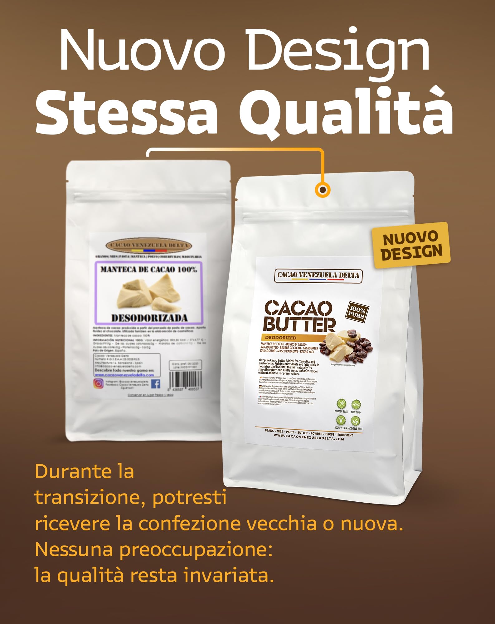Cacao V Delta Burro Di Cacao Deodorato Alimentare e per Cosmesi 250g - Puro, Non Raffinato - Cheto, Paleo, Vegano, Senza Glutine - Per Dolci e Cioccolato - Antiossidanti, Acidi Essenziali
