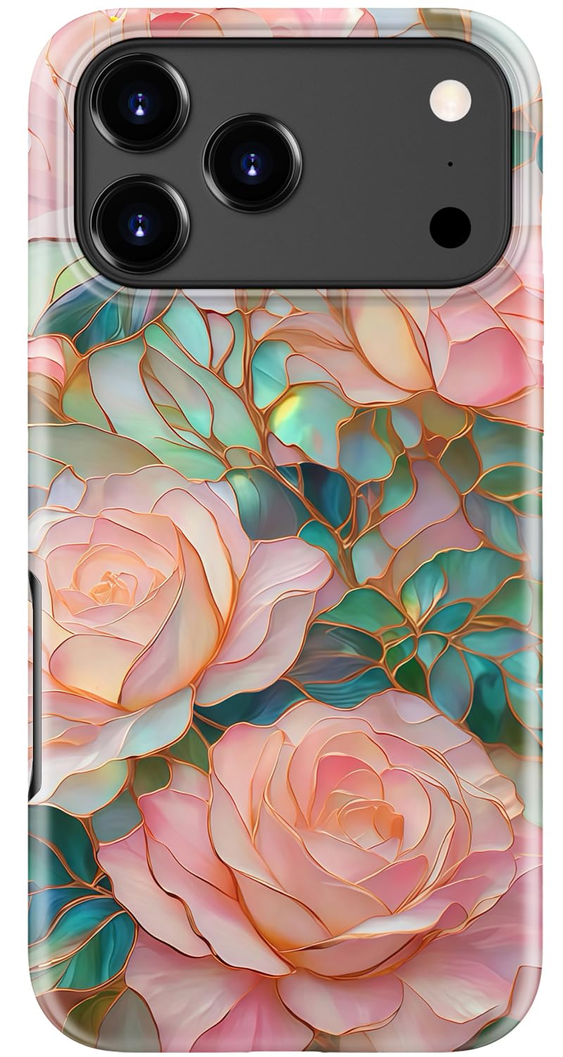 Goodon for iPhone 17 Pro Max Case Cute, Preppy Floral Design,Slim Silicone Protective Hard Cover, Wireless Charging Compatible Aesthetic Glossy Y2K Phone Cases for Women Girls, Marbled Floral Veins — view 77