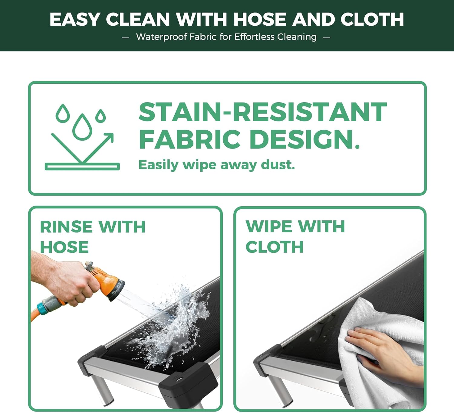 FXW TitanNest Chew-Proof Elevated Dog Bed, Raised Cot for Indoor/Outdoor/Camping Use, Durable & Washable Padded Pet Bed for Extra-Small Dogs, 29.0" L x 18.0" W x 4.5" H, Black