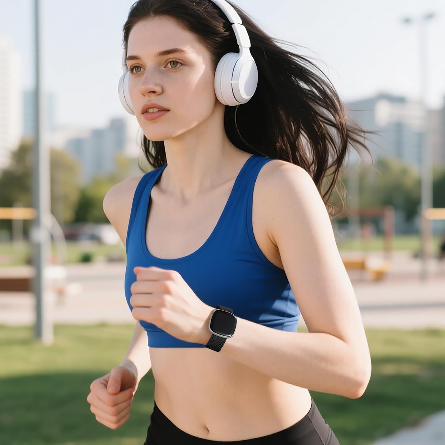 Maledan Magnetic Braided Stretchy Band-Compatible with Fitbit Sense 2/ Sense/Versa 3/ Fitbit Versa 4 Bands for Woman Men image 5