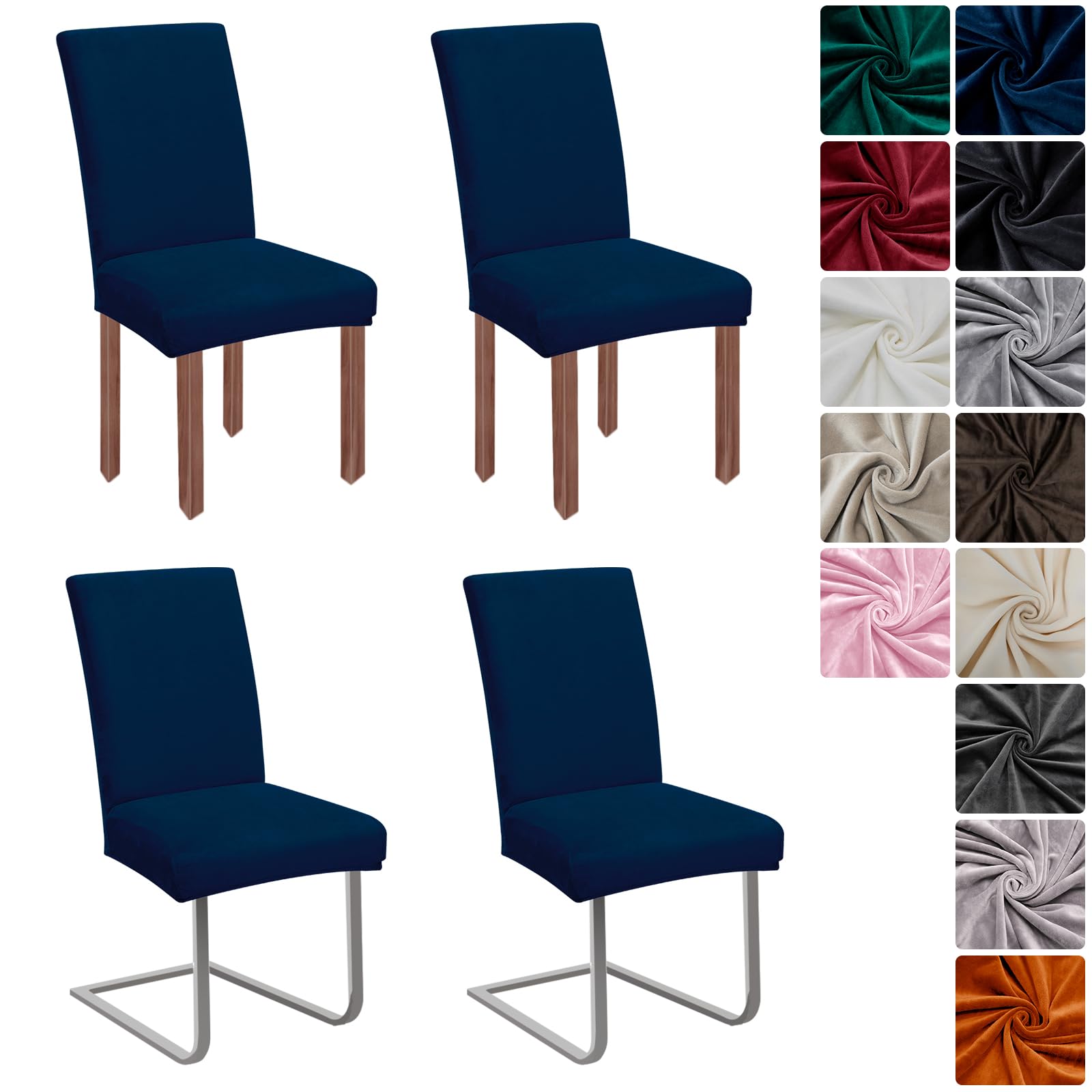 jabeick Stretch Samt Stuhlhussen Velvet/Velour Stuhlbezug Schwingstuhl Elastische Hussen Waschbarer Stühle Schutz für Küche