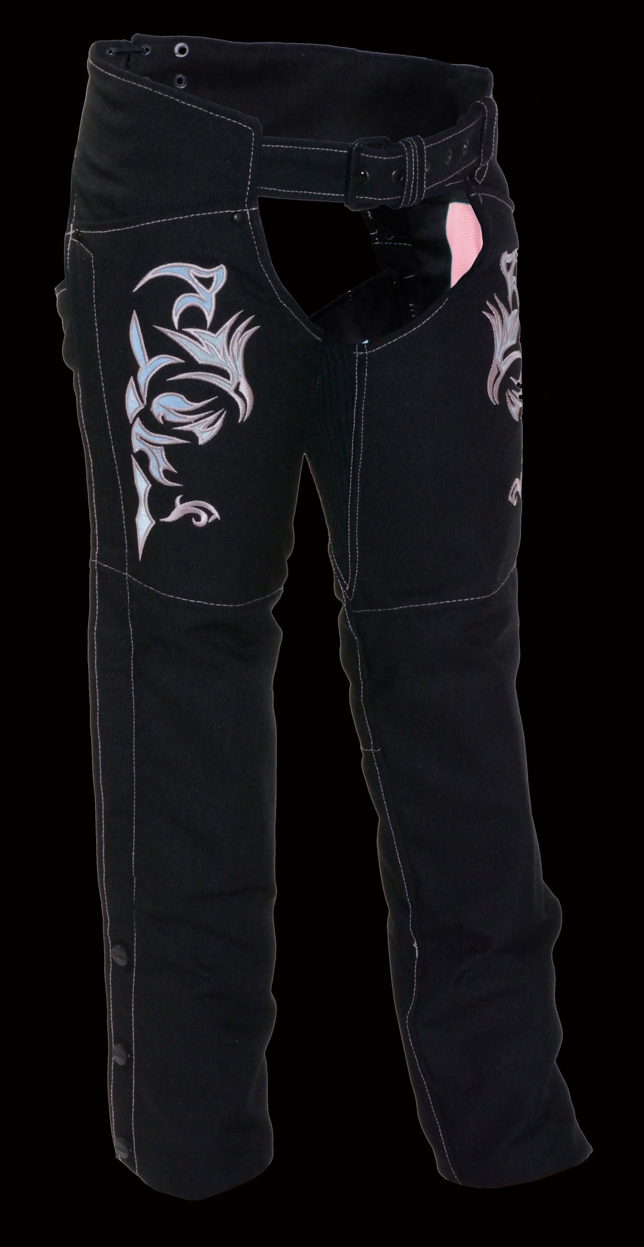 Milwaukee Leather Women's Textile Chap w/Tribal Embroidery & Reflective Detail (XL)