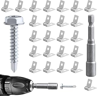 50 Fence Wire Clamps Agricultural Fencing Mounting Clips, Stainless Steel Wire Clips with Screws for Welded Wire to Wood, Metal or Vinyl Fence, Metallic