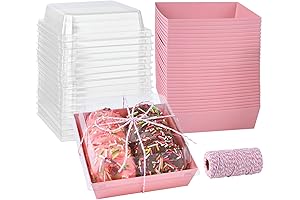 50 Pack Paper Home Bakery Boxes with Clear Lids