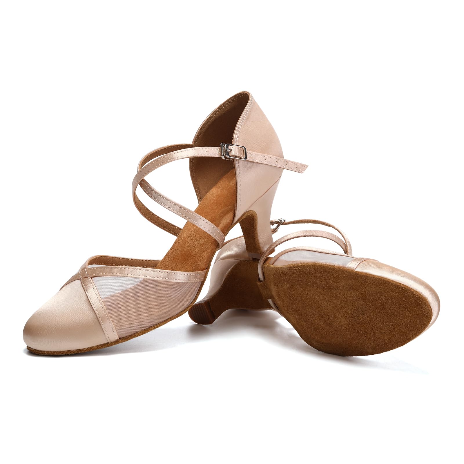 Scarpe da Ballo da Sala Punta Chiusa Tacco Basso Raso Scarpe da Ballo Latino Salsa Allenamento Donna